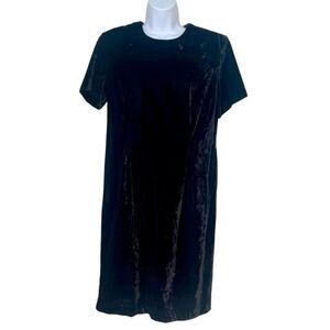 Vintage Leslie Fay Women's Black Velvet Short Sleeve Elegant Dress Size 12P